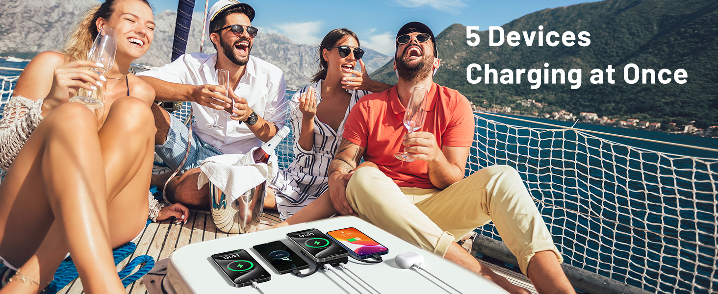 Power Bank Azmuth для iPhone з MagSafe, 10000mAh, бездротова зарядка, LED дисплей, білий/чорний