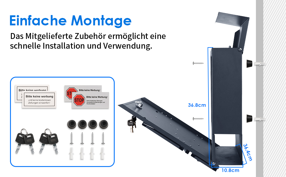 Поштовий ящик Bobodeco Dreispitz антрацит RAL 7016 з оглядовим вікном та газетницею, замок