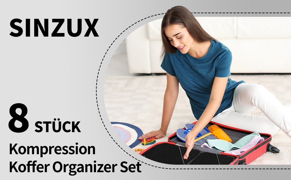 Органайзер для валізи, набір 6 шт. Компресійні кубики для пакування, дорожній органайзер, чорний (8 шт.)