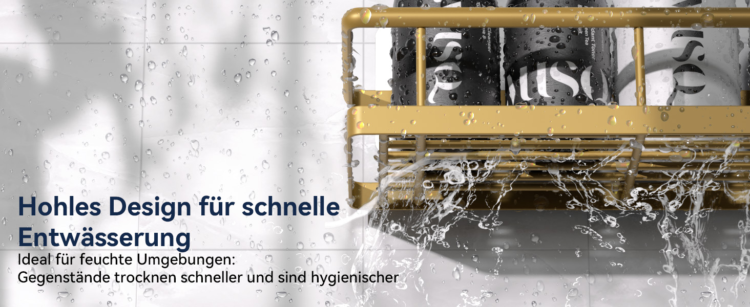 Поличка для душу YASONIC без свердління з мильницею - органайзер для ванної кімнати з нержавіючої сталі, швидковисихаюча поличка для душу, тримач для шампуню, 3 шт.