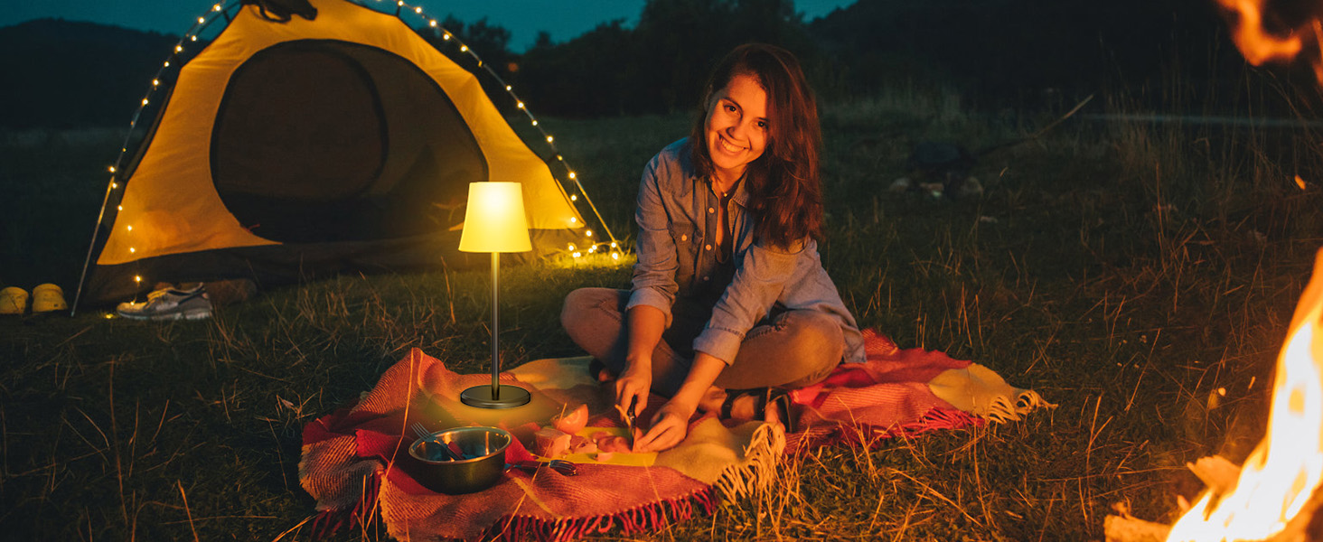 Бездротова LED лампа Suright для столу з регулюванням яскравості, 3 кольори + RGB, сенсорне керування, водонепроникність IP54, для ресторану, спальні, вечірки, кемпінгу, кав'ярні