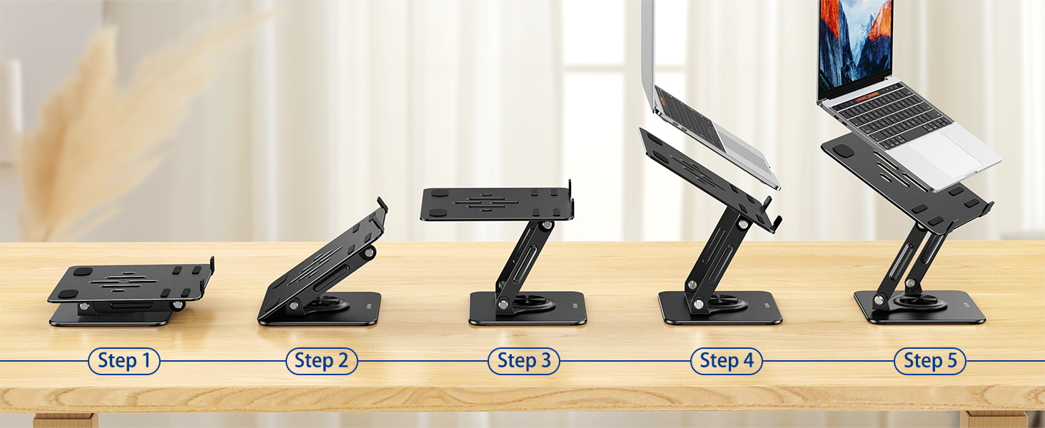 Підставка для ноутбука BESIGN LS11, регульована, 360° обертання, чорна, сумісна з 10-14