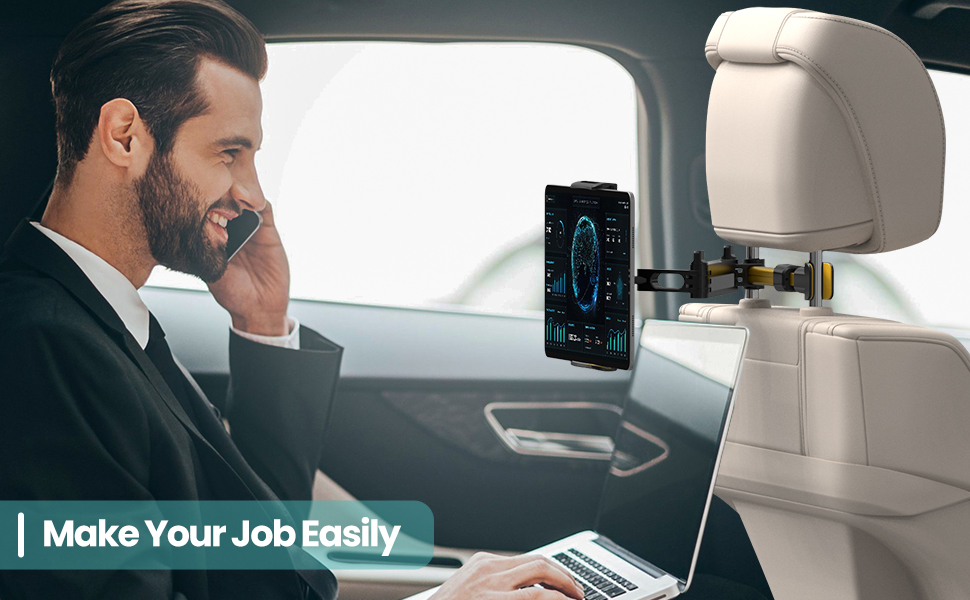 Тримач для планшета в авто - універсальний, регульований, для iPad, Switch, Samsung Tab, смартфонів 4.7-13 дюймів (жовтий)