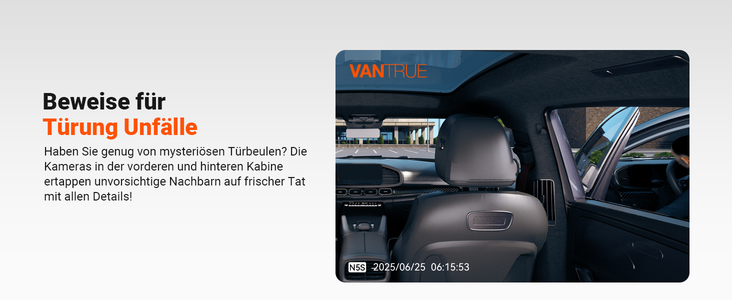 Автомобільний відеореєстратор VANTRUE N5S з сенсором STARVIS 2, 3-канальна зйомка 2.7K+1080P*2+1440P (передній, внутрішній, задній камери)