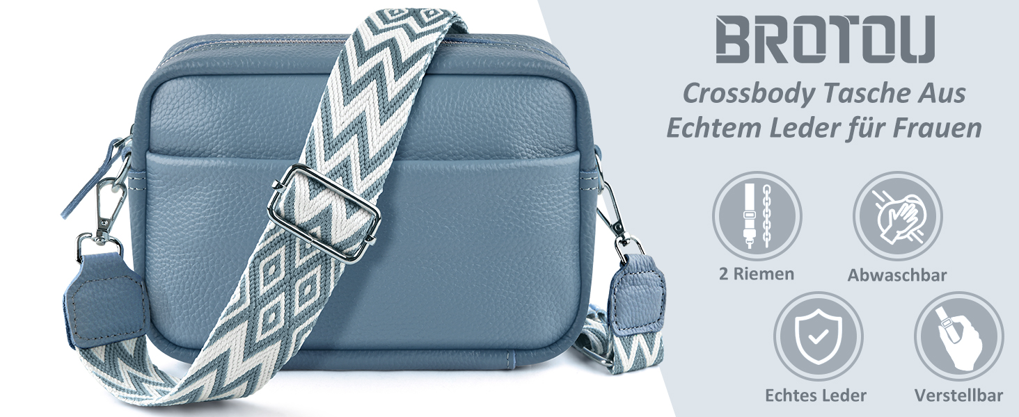 Сумка жіноча через плече BROTOU зі шкіри, чорна. Маленька сумка crossbody з широким ременем та відділеннями для карт