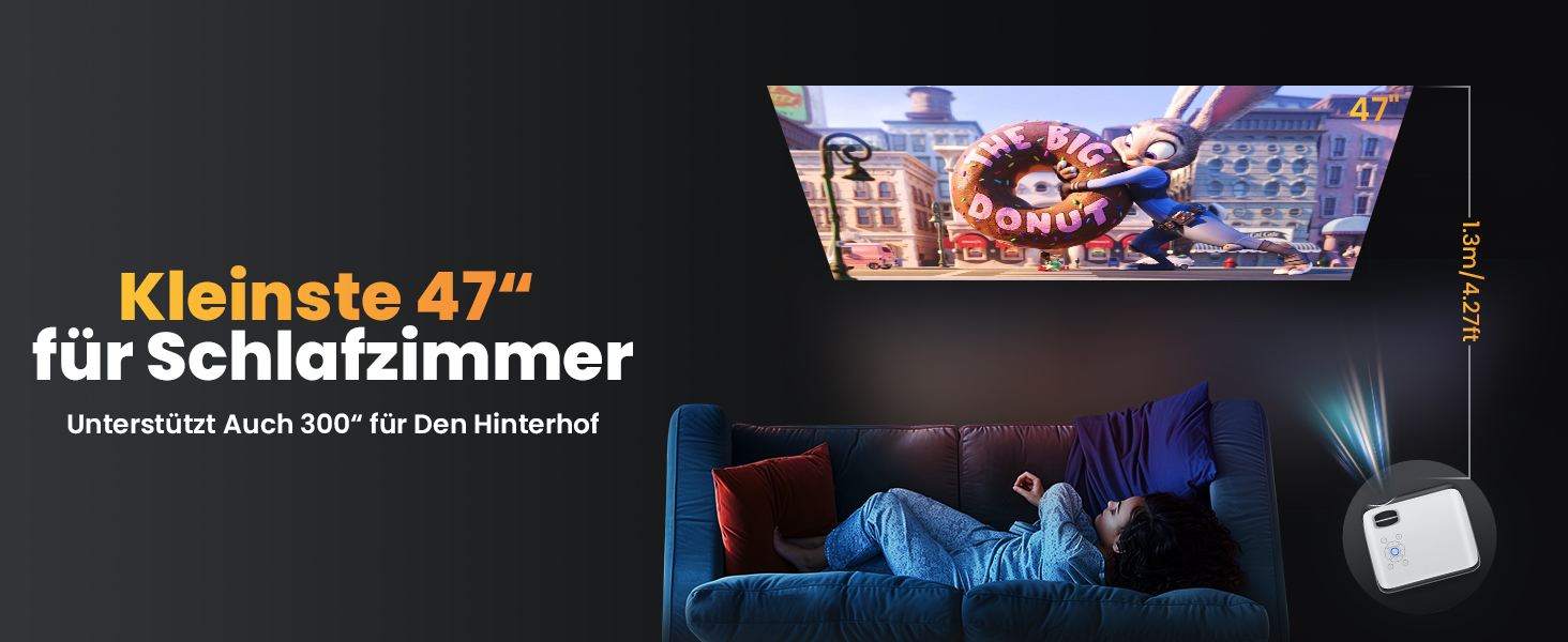 HOPVISION Beamer: проєктор 9500 люмен, 4K, Bluetooth, Full HD 1080p для домашнього кінотеатру. Сумісний зі смартфонами, HDMI, USB, ноутбуками, Fire Stick, PS5