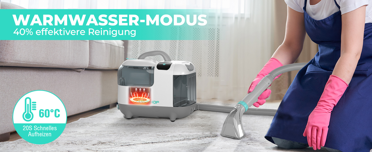 Пылесос с функцией пара HAUSHOF StainZapper Vapo: для коврів, диванів, авто. Очищувач з підігрівом та високою температурою. З миючим засобом.