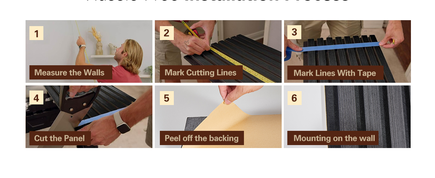 Акустичні панелі з дерев'яного шпону самоклеючі, набір 2 шт. 100x52 см, звукопоглинаючі стінові панелі для шумоізоляції та декору вітальні, офісу, коричневі