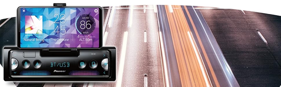 Pioneer SPH-10BT 1-DIN автомагнітола з Bluetooth, USB, RDS, підтримкою Android та iPhone, сумісна з MP3, WMA, WAV, FLAC, керування через Smart Sync App