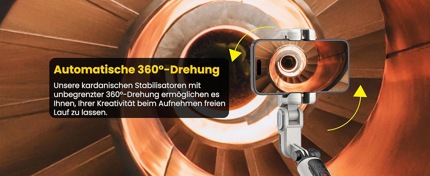 Стабілізатор для телефону AOCHUAN M2Pro, 4-в-1 RGB світло, тримач для смартфона, 108 см, чорний/білий