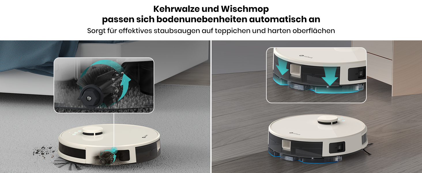 Робот-пилосос LEFANT M2Plus з функцією миття, 6000Pa, LiDAR-навігація, самоочищення, ідеальний для шерсті тварин, білий (M1-C)