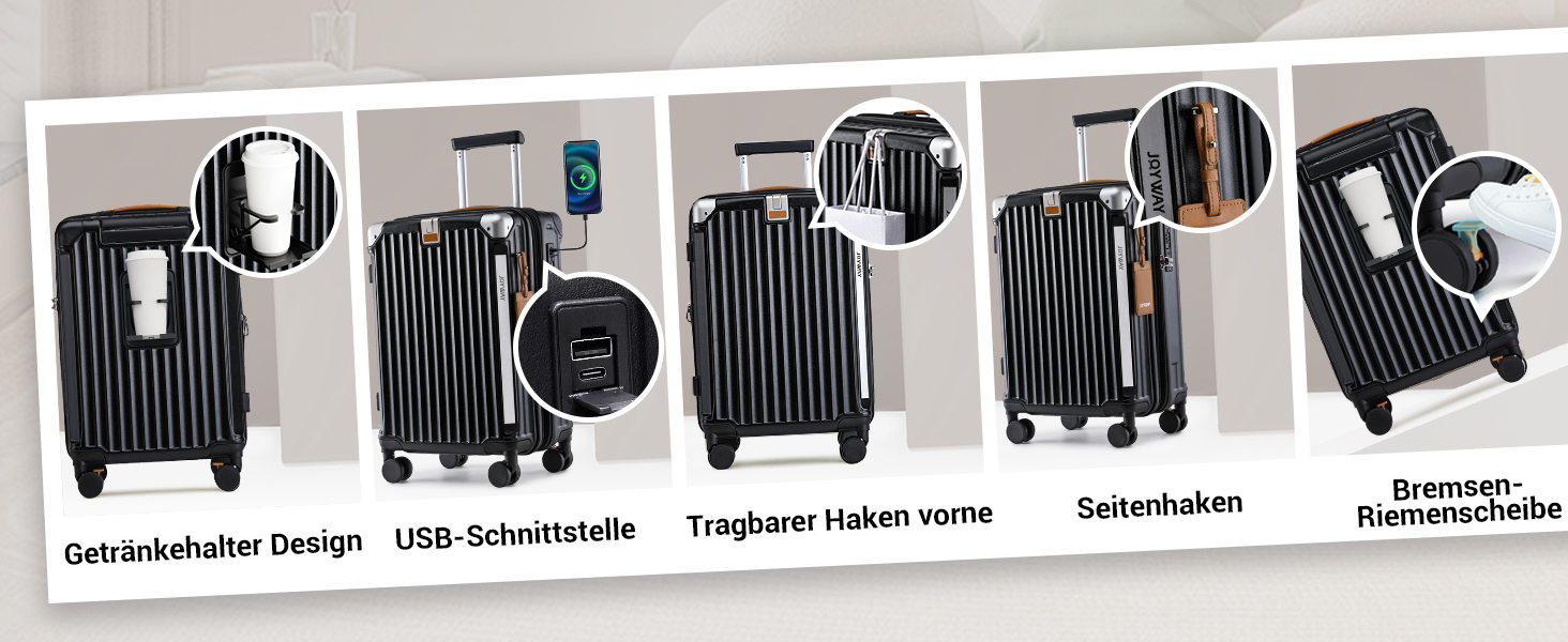 Чемодан Joyway ABS з жорсткою оболонкою, розширюваний, на 4 колесах, з TSA замком, набір 3 шт. (зелений, чорний)