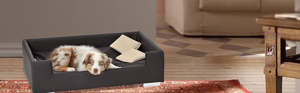 Софа для собак Candy | М'яке ліжко-диванчик для собак з бортиками | Ідеальне собаче ліжко для подорожей | Корзина-ліжко для маленьких собак (Taupe)