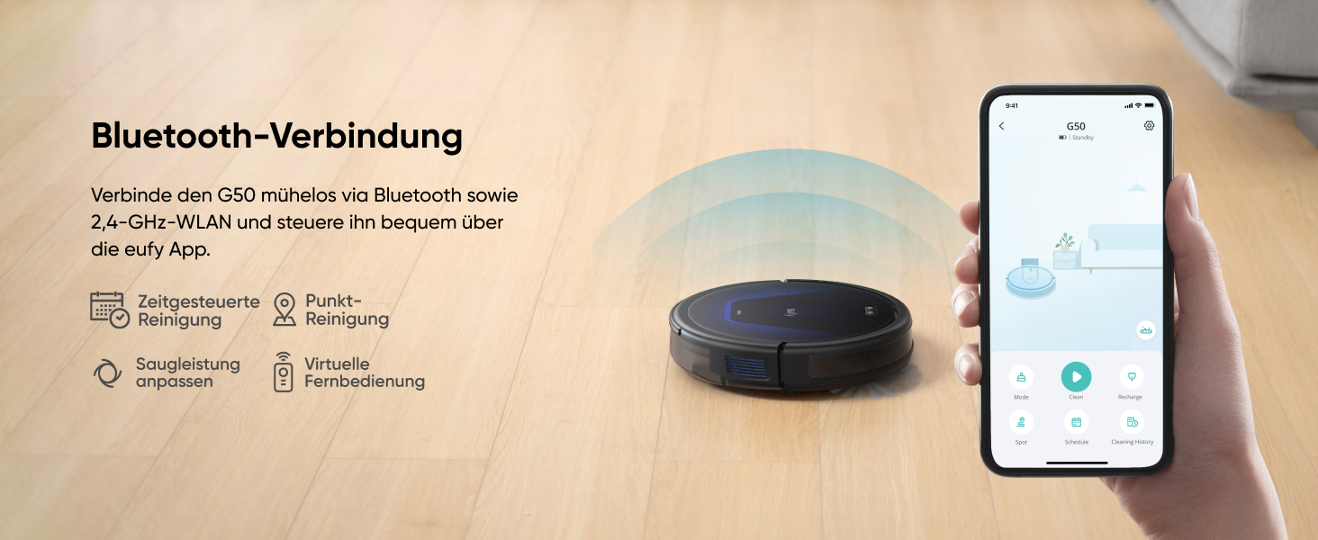 Робот-пилосос Eufy G50: потужність 4000Pa, динамічна навігація, ультратонкий (85 мм), Pro-розчісування, турбощітка, ідеально для шерсті тварин та твердих підлог