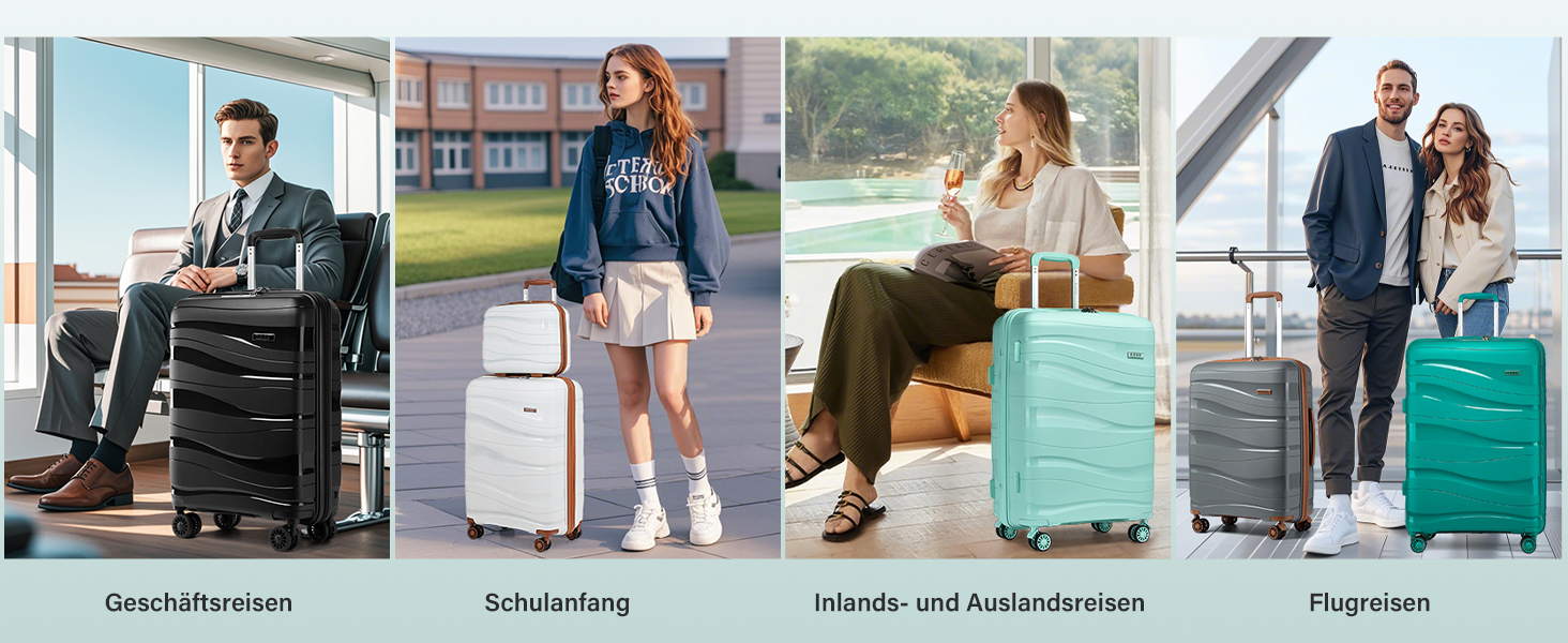 KONO Чемодан середнього розміру 65см з поліпропілену, з TSA замком, 65x46x26.5см (Зелений)