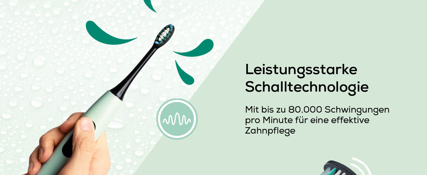 Звукова електрична зубна щітка Beurer SC 50 з 5 режимами чищення, датчиком тиску, дисплеєм таймера та 2 насадками (м'ята)