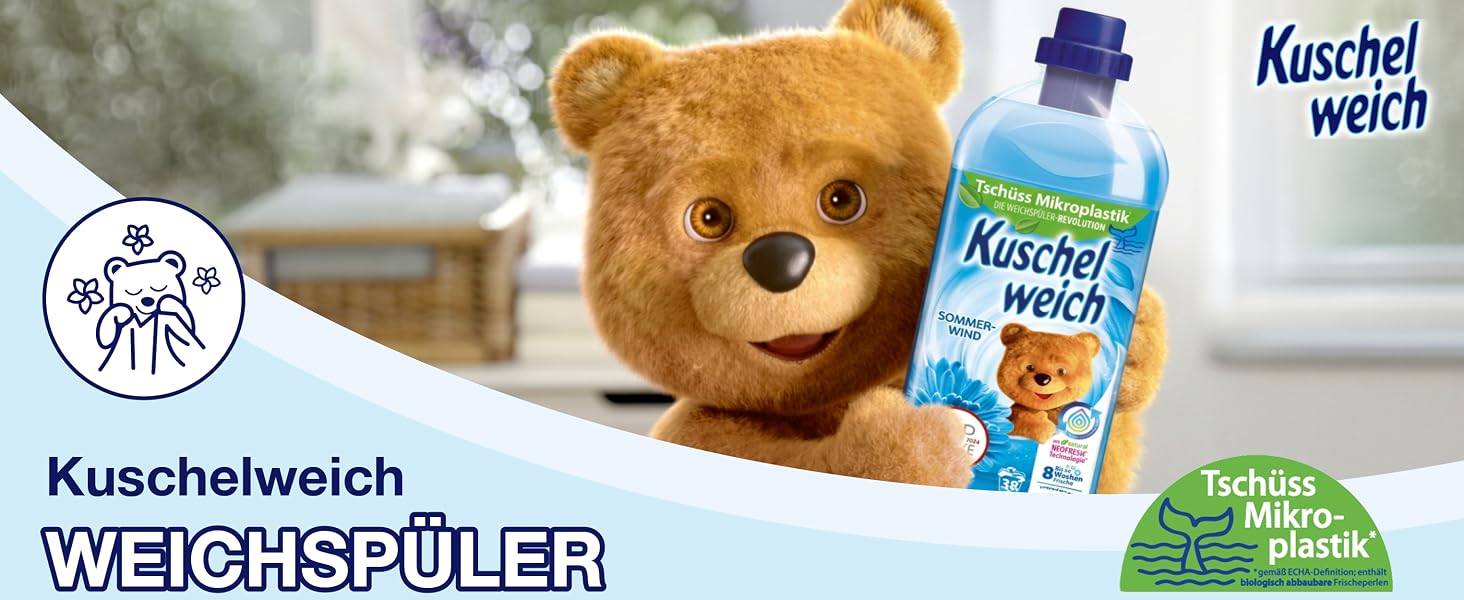 Кондиціонер для білизни Kuschelweich Sanft & Mild, гіпоалергенний, без мікропластику, 6 x 2 л (на 456 прань)