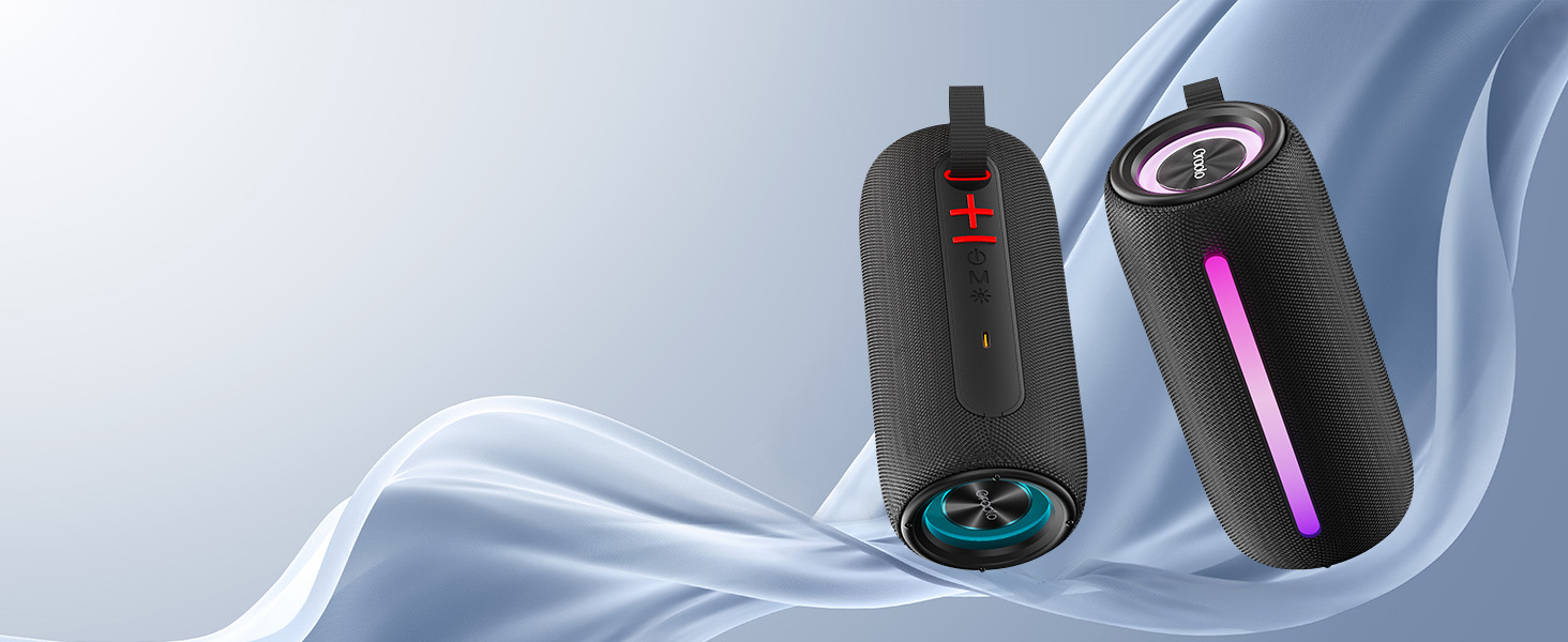 Портативна Bluetooth колонка Oraolo з RGB підсвіткою, водонепроникна IPX6, 10 год. роботи, для дому, велосипеда, вечірок - Чорна