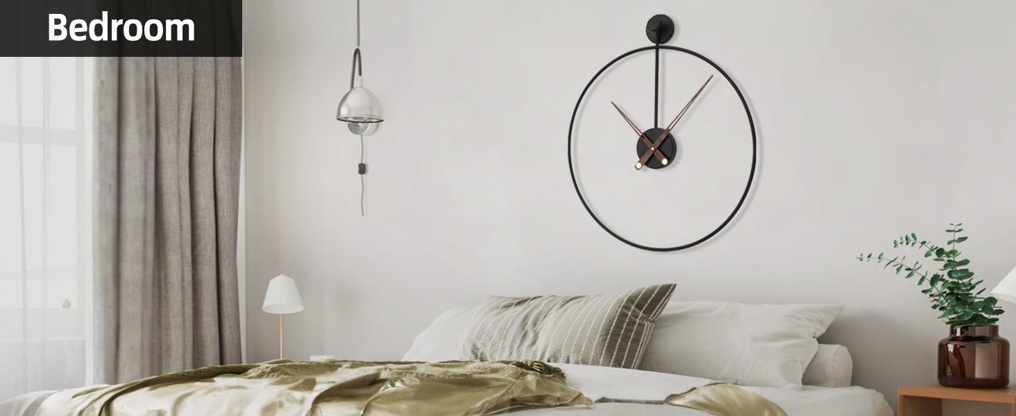 HAITANG Large Modern Living Room Clock, Black XXL Round Metal Wall Clock for Kitchen Office Bedroom, Vintage Wall Clocks, Battery Operated, Silent Clock Movement, Home Decoration, 60 cm