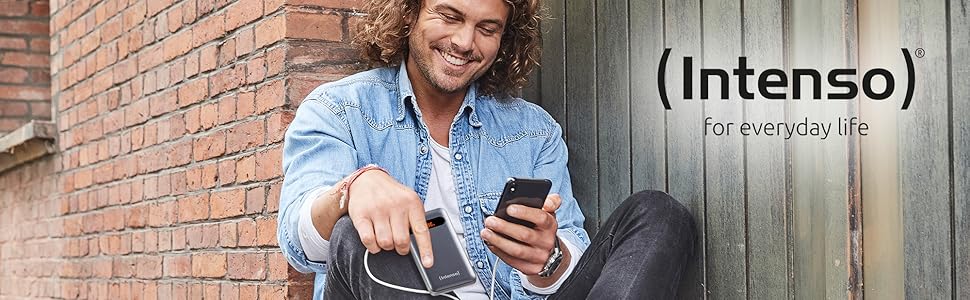 Powerbank Intenso Powerbank PD 20000mAh: Швидка зарядка, 20000mAh, сумісний зі смартфонами, планшетами, MP3-плеєрами та цифровими камерами, Anthrazit