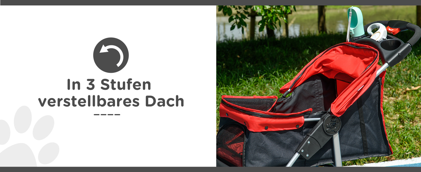 PawHut Складаний візок для собак і котів до 10 кг, червоний