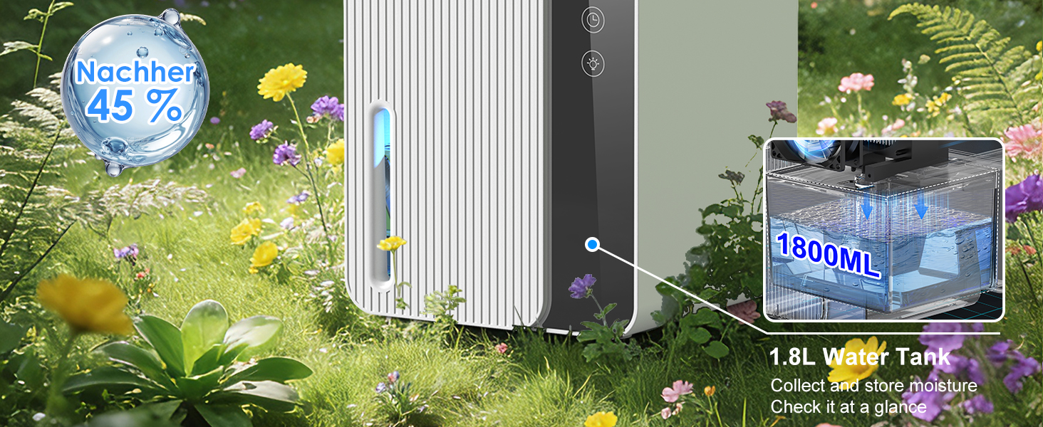 Електричний осушувач повітря 1800 мл, енергозберігаючий, для спальні та ванної кімнати, 22,5W, тихий режим, таймер, автовимкнення (550 мл/день)