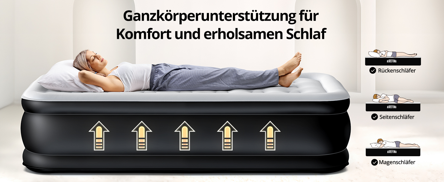 Надувне ліжко Airefina для 1 особи з вбудованим насосом, 99x190x46 см, до 295 кг, з сумкою для перенесення