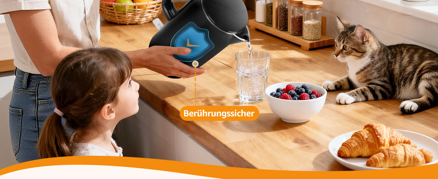 Електричний чайник Aigostar з нержавіючої сталі, чорний, 1.7 л, 2200 Вт - Швидкий кип'ятіння, подвійні стінки, без пластику, індикатор рівня води, автовимкнення, BPA-free, для кухні та офісу