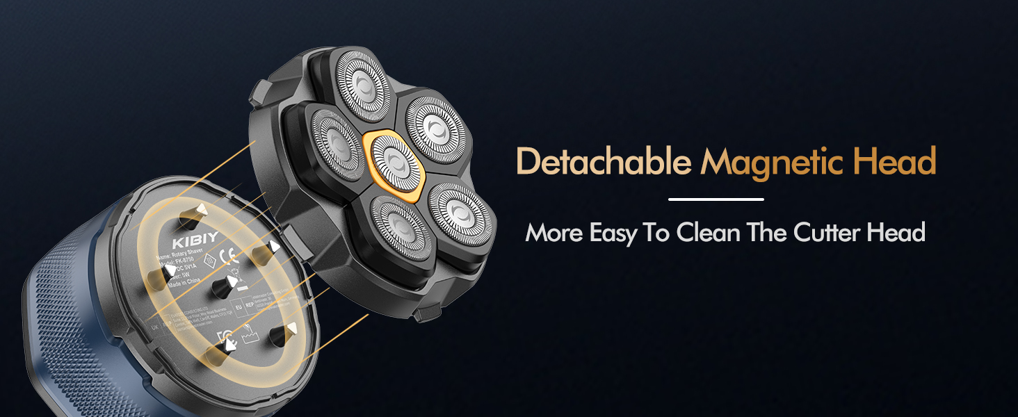 Електричний голчастий стайлер для голови Kibiy з 6 магнітними головками, IPX7 водонепроникний, LED-дисплей, зарядка Type-C, неслизький дизайн