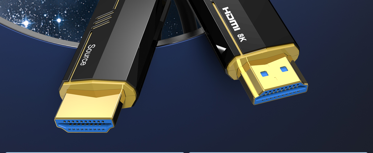 HDMI кабель 15м з оптоволокна 8K, HDMI 2.1: 48Gbps, підтримка 8K@60Hz, 4K@120/144Hz, HDR, eARC, Dolby Atmos для PS5/4, HDTV, PC, Laptop