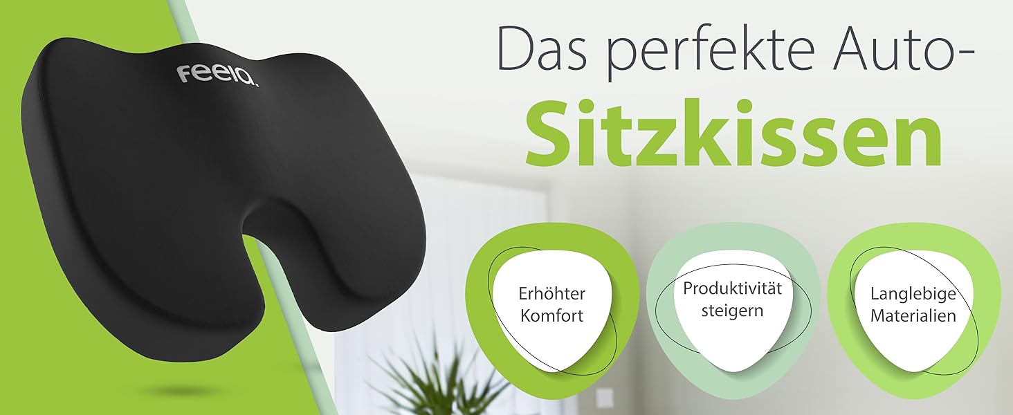 Подушка ортопедична автомобільна Feela® (Medium) – підтримка спини та куприка, 3 ступені жорсткості, чорна (60-80 кг)
