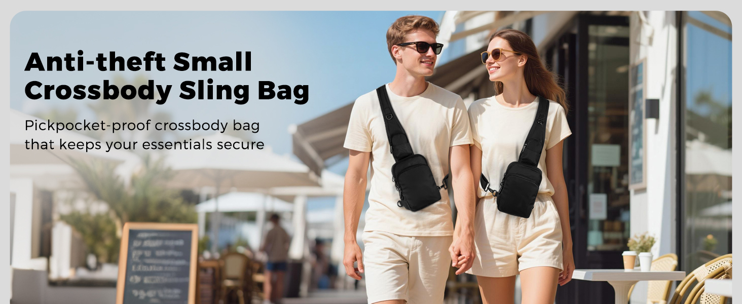 Чоловіча/Жіноча нагрудна сумка через плече Anti Diebstahl, чорна, водовідштовхуюча, з RFID-блокуванням