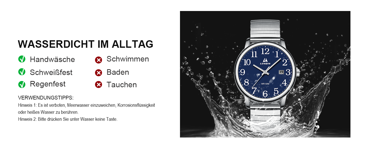 Годинник чоловічий LN LENQIN аналоговий кварцовий з нержавіючої сталі, з датою (блакитний)
