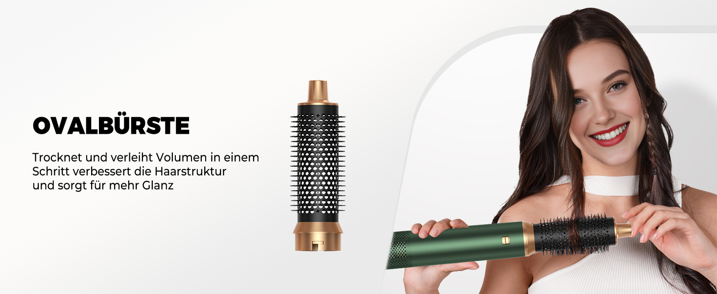 OKWRAP Haarstyler 5-в-1: Airbrush, фен, локони, випрямлення, об'єм - набір для волосся (зелений)