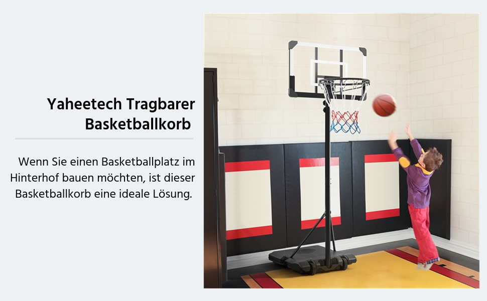Yaheetech Adjustable Height Basketball Hoop Stand with Wheels - Indoor/Outdoor Basketball System, Water/Sand Fillable Base, 216-246cm
