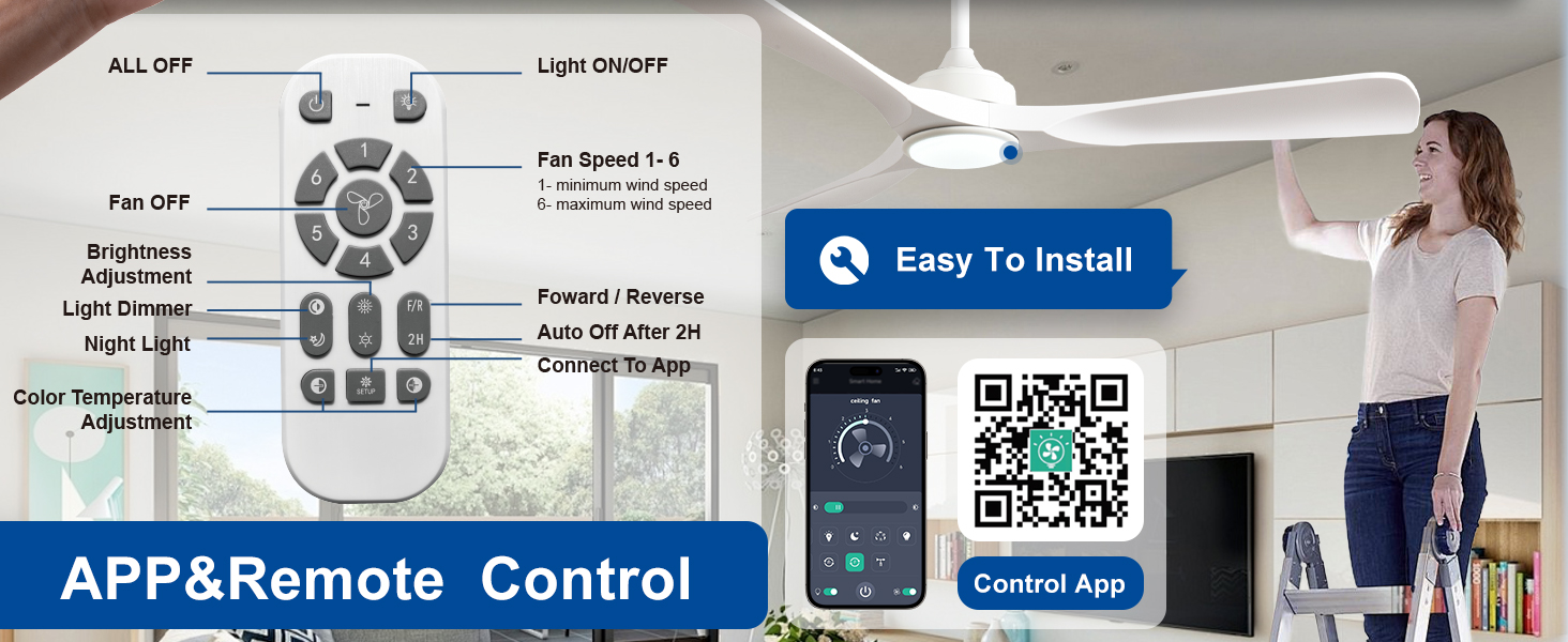 Depuley Потолочний вентилятор з підсвічуванням для вулиці: LED лампа з вентилятором для саду, тераси - 132см, з пультом керування, для вітальні, ресторану, офісу (Білий, 52 дюйми)