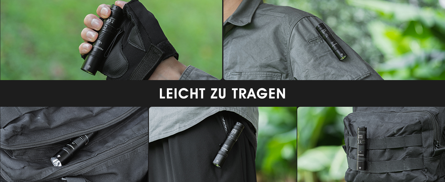 LED ліхтарик Klein 1200 люменів, акумуляторний, 4 режими, mini, для кемпінгу, риболовлі, туризму, ремонту та надзвичайних ситуацій (чорний)