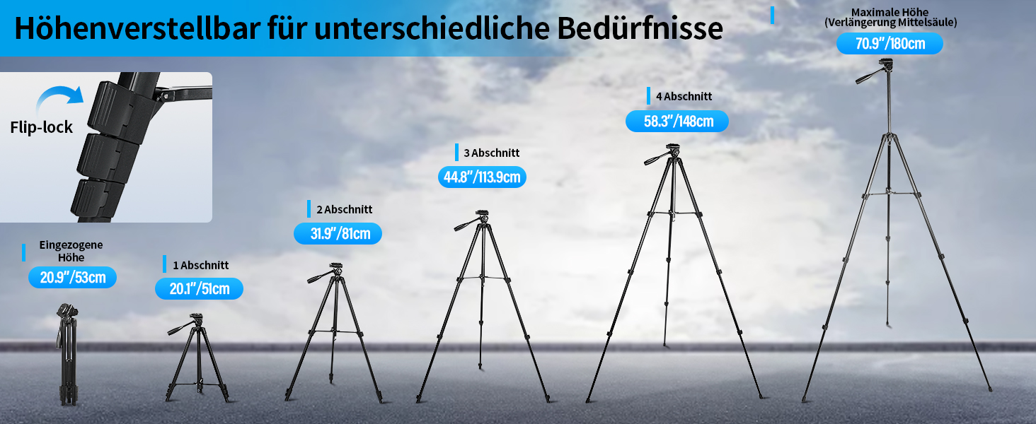 Штатив для камери SIRUI 180 см, алюмінієвий трипод з кріпленням для телефону, фото- та відеозйомки