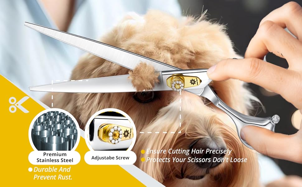 Професійна ножиця для грумінгу собак та котів Dream Reach 8 дюймів, 440C нержавіюча сталь, ергономічна ручка, регульований гвинт