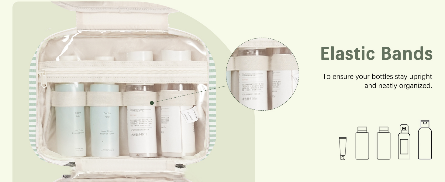 Narwey Косметичка для дівчаток з сіткою, велика, зелено-сіра, з смугами, модель Y