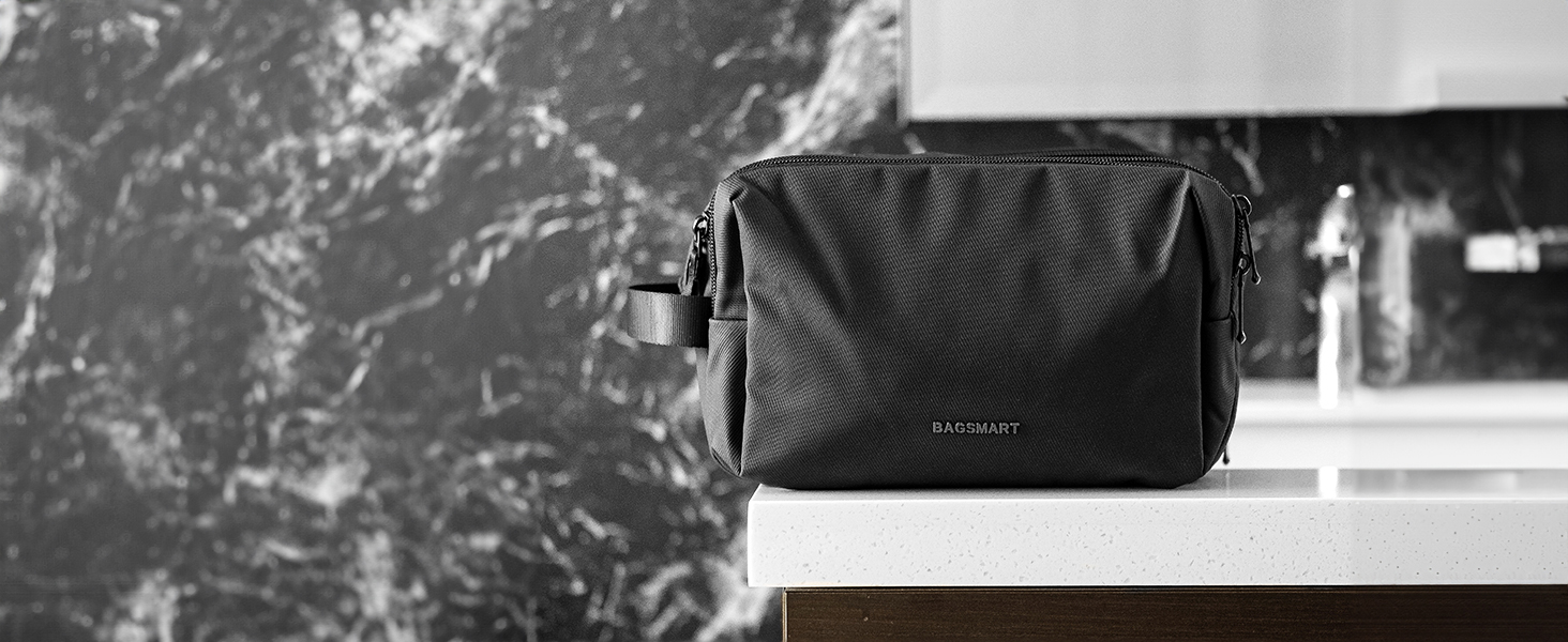 Чоловіча туалетна косметичка BAGSART для подорожей, 5L, темно-сіра (Basic, шкіряна фольга)