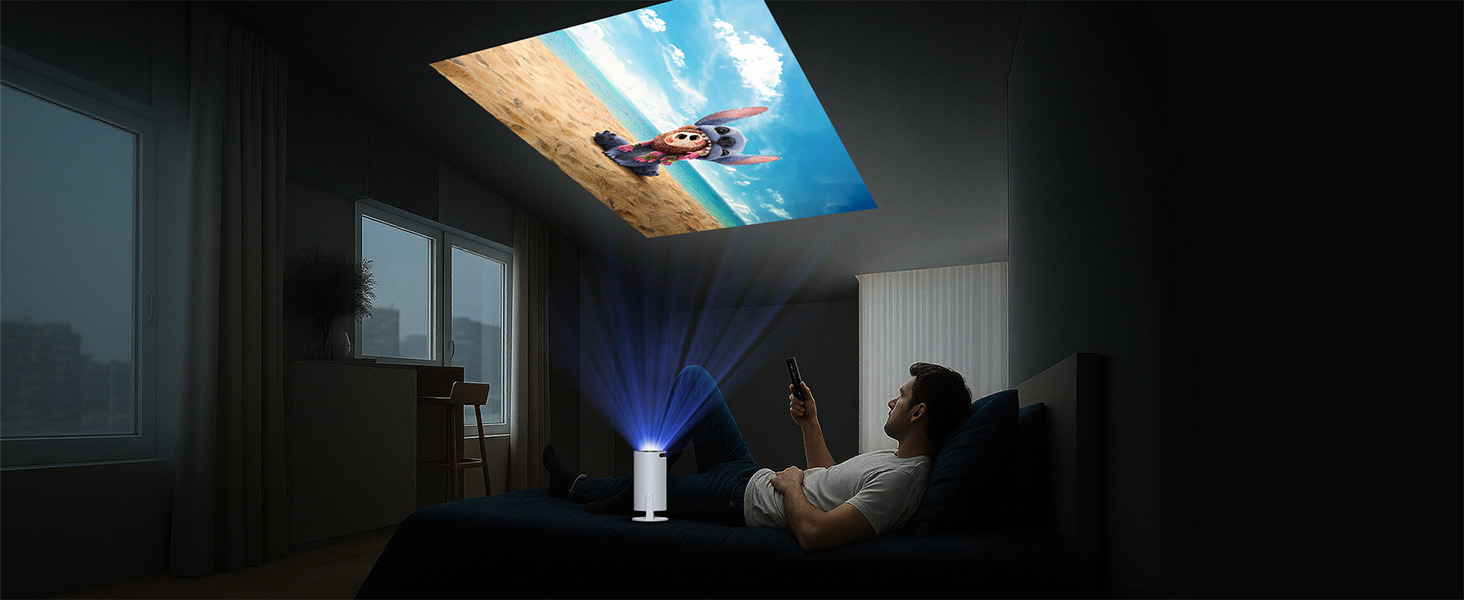 4K Міні проєктор Smart Beamers з WiFi 6, Bluetooth 5.0, поворотний 220°, Android 11.0 для дому та дітей. Підтримка HDMI, TV-Stick, USB, Laptop. Роздільна здатність 6-720p