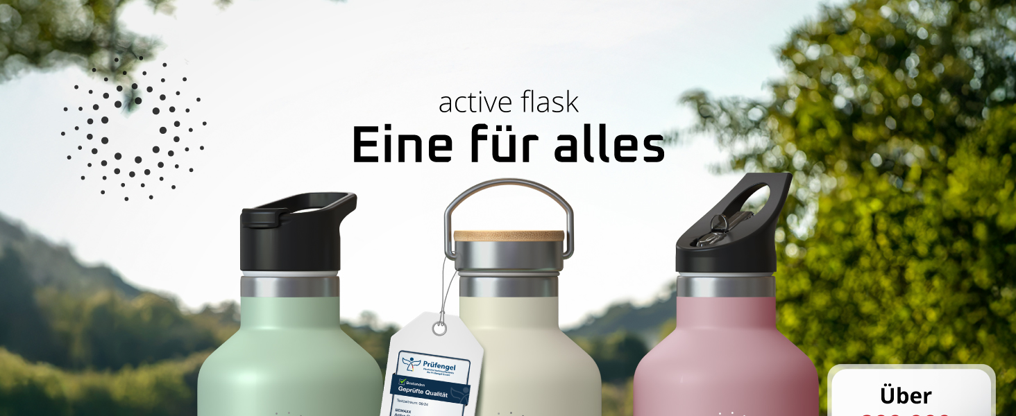 Фляга для води з нержавіючої сталі з трубочкою та інфузером, 3 кришки: BPA-free, не протікає, підходить для газованої води - спортивна фляга, термофляга, ізотермос, 530 мл, рожевий колір бамбук