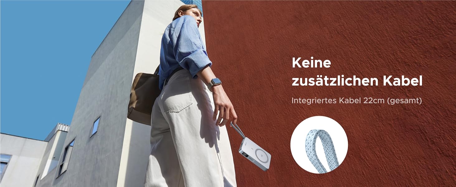 Power Bank UGREEN MagFlow 10000mAh 25W з MagSafe, PD30W USB-C, інтегрований кабель, LED-дисплей, для iPhone 17 Pro/Max