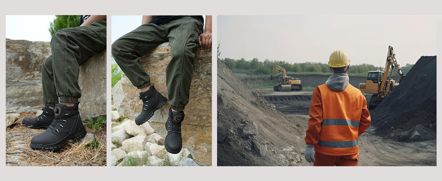 Черевики безпеки для чоловіків та жінок. Легкі, водонепроникні робочі черевики зі сталевим підноском. Чорні робочі черевики з антиковзкою підошвою. Розмір 43 EU