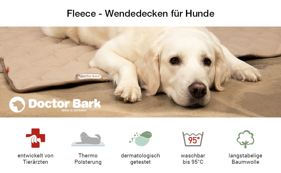 Підстилка для собак Doctor Bark з флісу, двостороння - м'яка та міцна, для великих собак. Можна прати до 95°C. Якісна підстилка для дому та вулиці (XL - 120x100 см, Бежевий/Зелений)