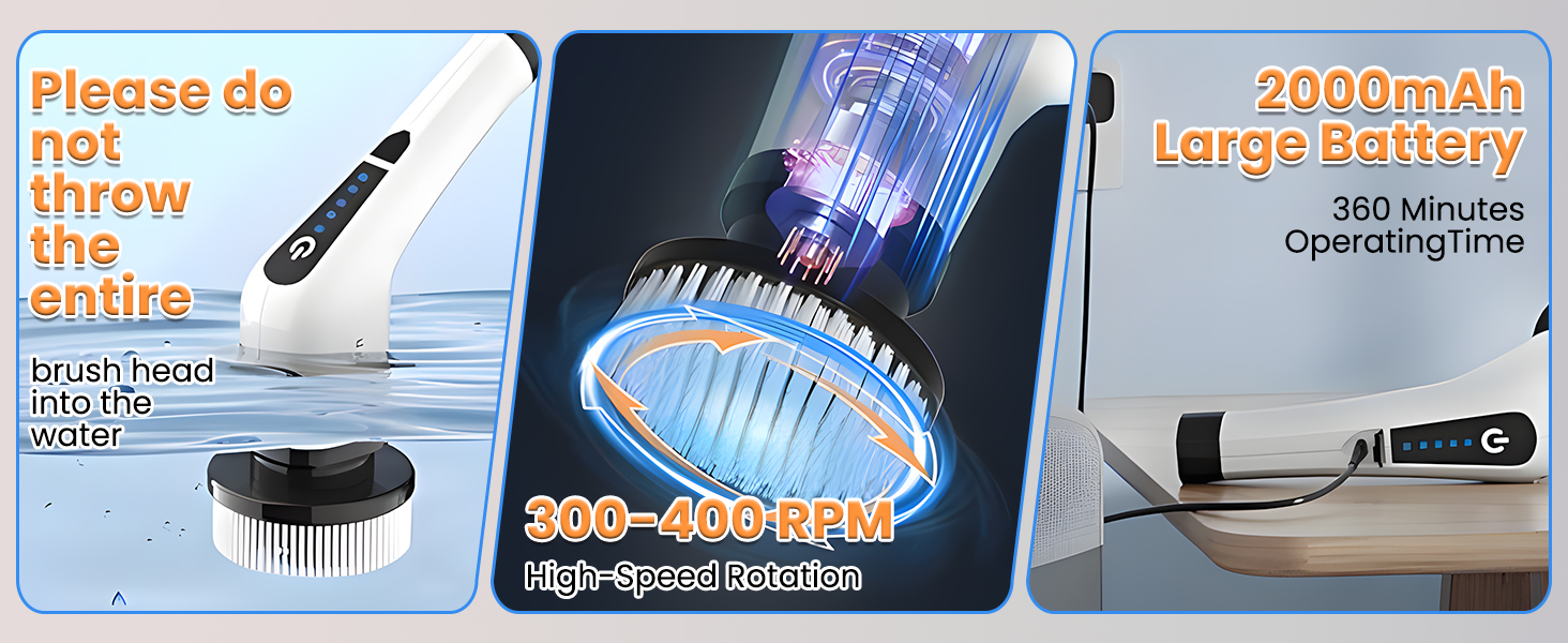 Електрична щітка для чищення швів та поверхонь з 10 насадками, регульована ручка для ванної, кухні, авто, підлоги
