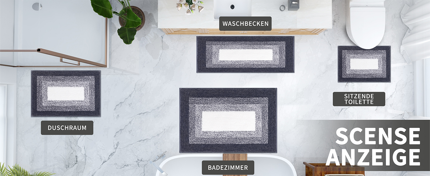 Enyhom Super Soft Microfiber Bath Mat - Non-Slip, Absorbent, Machine Washable, Dark Grey, 60x90cm