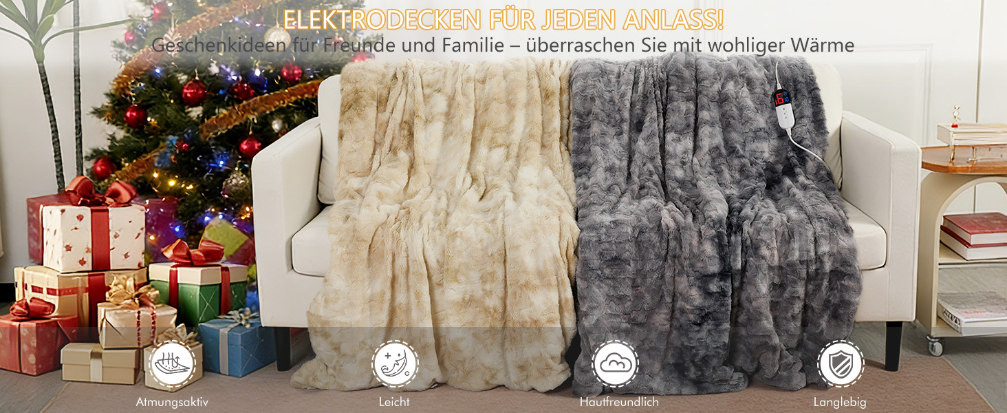 Електрична ковдра COZYTY 150x200 см з підігрівом, фланель, 6 режимів нагріву, таймер, захист від перегріву, пральна машина, молочно-білий колір