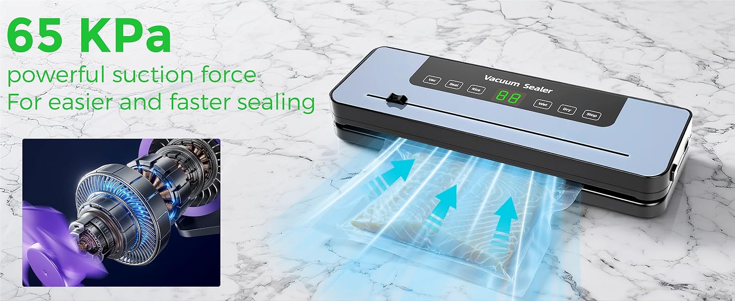 Вакуумний пакувальник Großcat з 50 пакетами, апарат для пакування продуктів харчування з різаком та цифровим таймером для кухні та ресторану